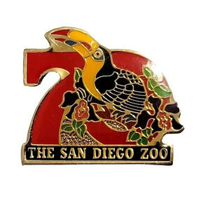 San Diego Zoo Lapel Pin 70th Anniversary Hat Souvenir Toucan Vintage 1986